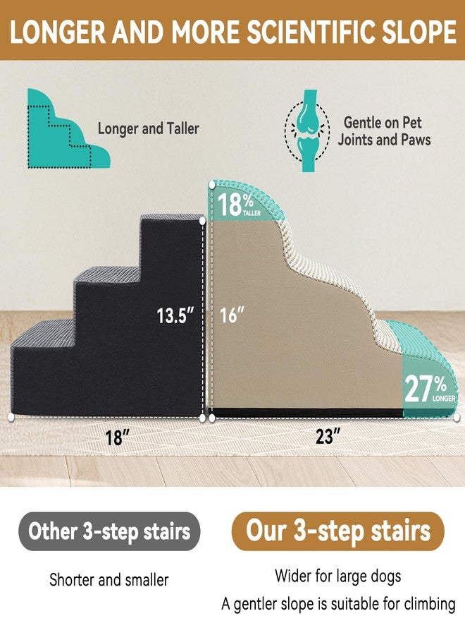 Zerbuger Dog Ramp and Stair for Bed 16" H-20 H,3-Step Cat Stair for Sofa and Chair,4-Step Dog Ramp for High Bed and Window,Durable Nonslip Fabric Cover for Indoor (Beige-16 H, Pet Friendly, 3) - Image 4